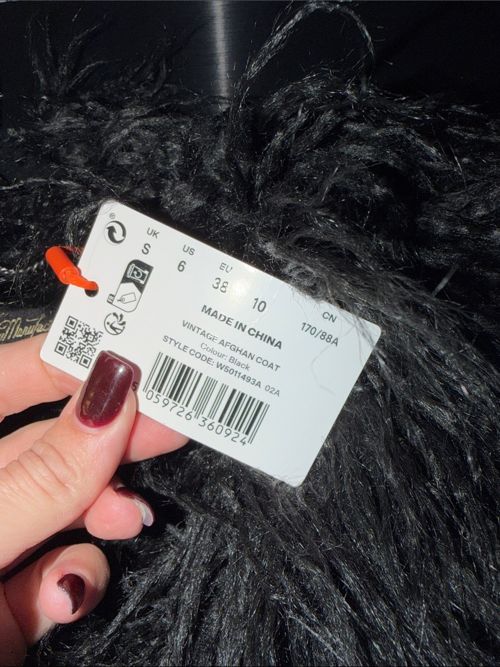 Superdry Black Faux Fur-Trim Afghan coat - Picture 2 of 4